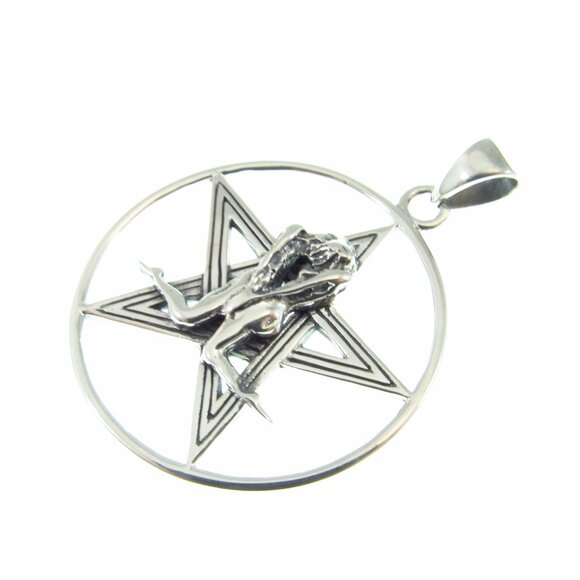 Solid 925 Sterling Silver Tantric Lovers Pentacle Pendant / Kama Sutra Jewelry - Picture 7 of 9
